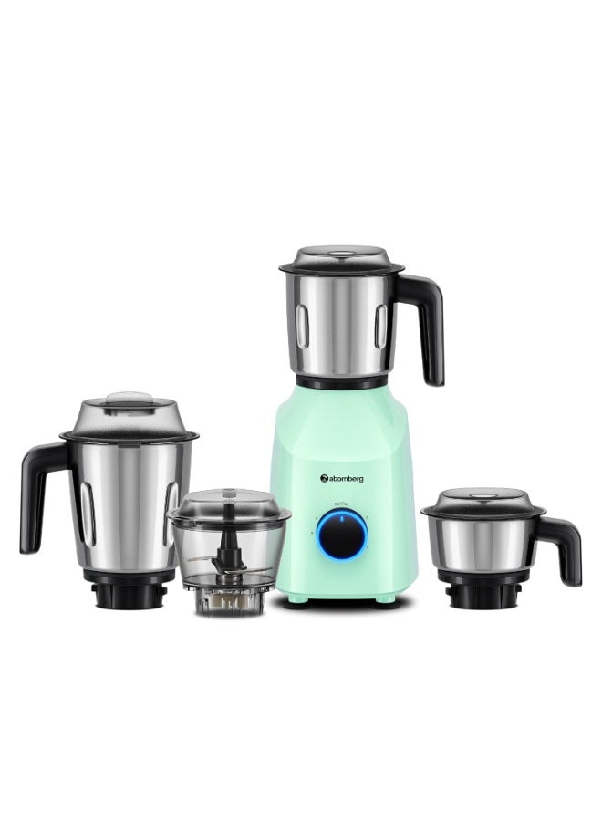 Atomberg Yulia 750 Watt Mixer Grinder | 4 Multipurpose Jars including Chopper Jar | Coarse Mode for Silbatta-like Textures | Powerful Intelligent Motor | Advanced Safety Features | Frosty Mint - Image 1